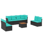 9-tlg. Garten-Sofagarnitur mit Kissen Schwarz Poly Rattan