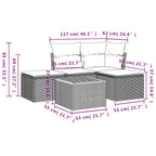 5-teiliges Gartensofa-Set mit Kissen, grau, Polyrattan