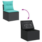 12-tlg. Garten-Sofagarnitur mit Kissen Schwarz Poly Rattan