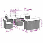 9-tlg. Garten-Sofagarnitur mit Kissen Schwarz Poly Rattan