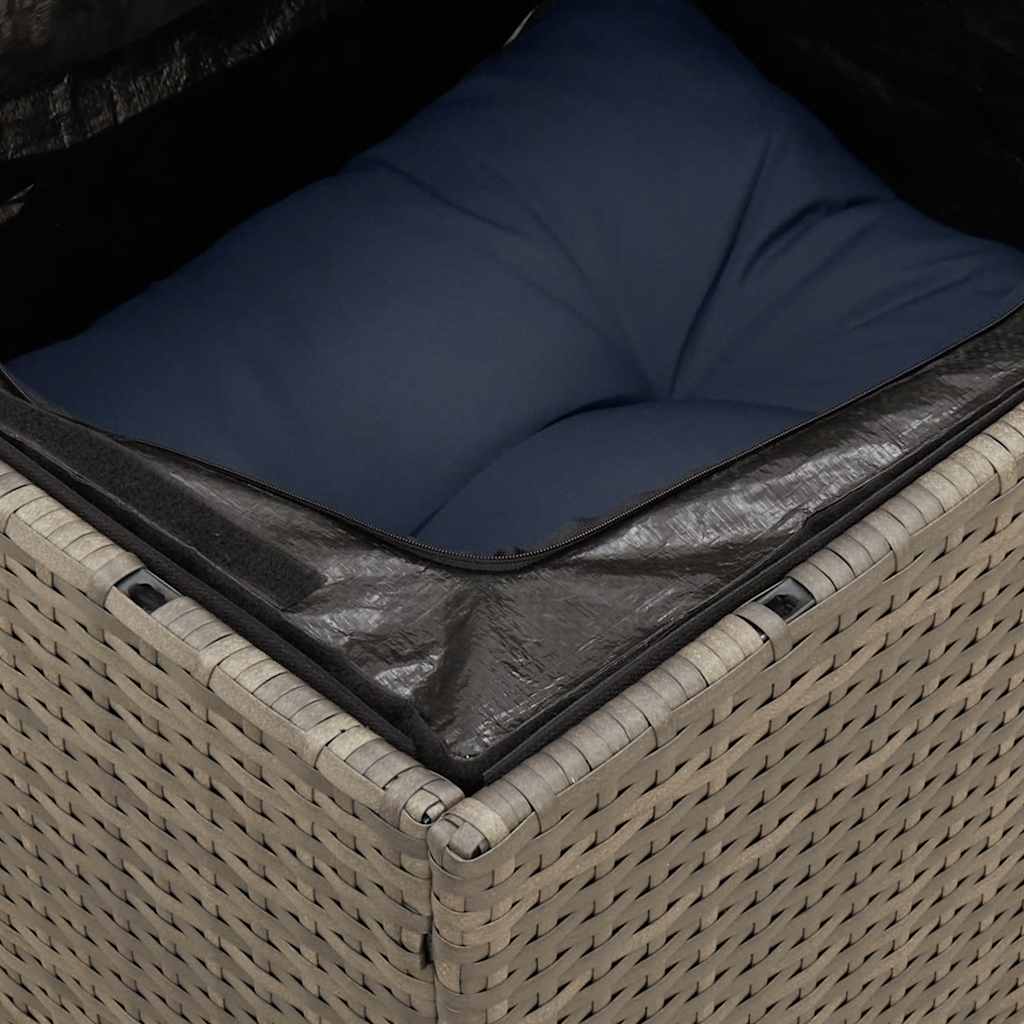 9-tlg. Garten-Sofagarnitur mit Kissen Grau Poly Rattan