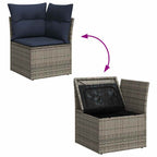 7-teiliges Gartensofa-Set mit Kissen, grau, Polyrattan