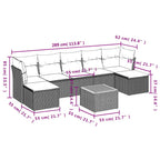 8-teiliges Gartensofa-Set mit Kissen, grau, Polyrattan
