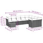 10-tlg. Garten-Sofagarnitur mit Kissen Beige Poly Rattan