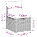 12-tlg. Garten-Sofagarnitur mit Kissen Grau Poly Rattan