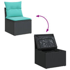 13-tlg. Garten-Sofagarnitur mit Kissen Schwarz Poly Rattan