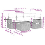 13-tlg. Garten-Sofagarnitur mit Kissen Schwarz Poly Rattan