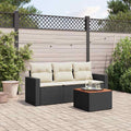 4-tlg. Garten-Sofagarnitur mit Kissen Schwarz Poly Rattan
