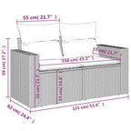 7-tlg. Garten-Sofagarnitur mit Kissen Schwarz Poly Rattan