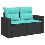 12-tlg. Garten-Sofagarnitur mit Kissen Schwarz Poly Rattan