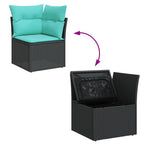 12-tlg. Garten-Sofagarnitur mit Kissen Schwarz Poly Rattan