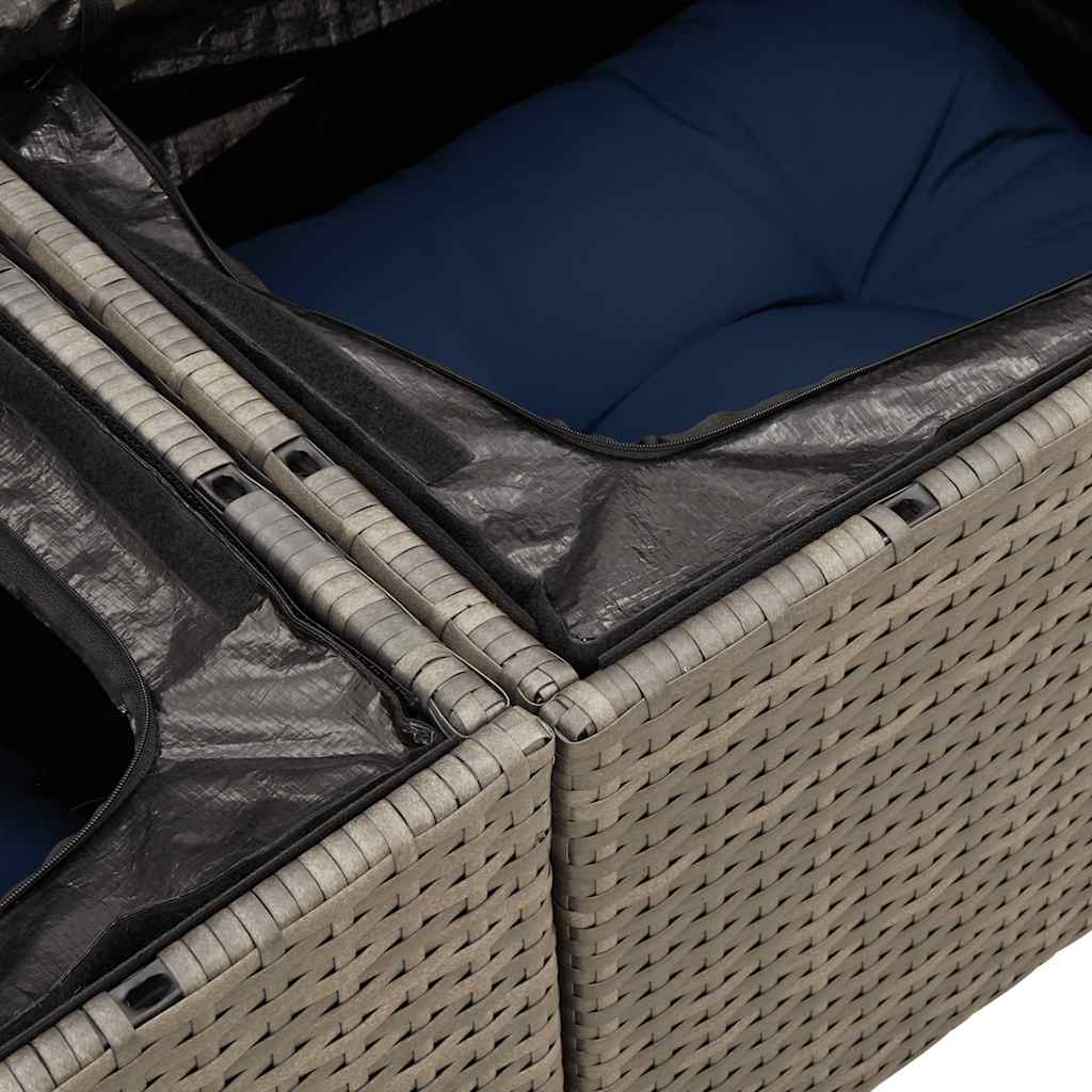 7-teiliges Gartensofa-Set mit Kissen, grau, Polyrattan