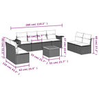 9-tlg. Garten-Sofagarnitur mit Kissen Schwarz Poly Rattan