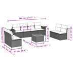 9-tlg. Garten-Sofagarnitur mit Kissen Grau Poly Rattan