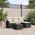 5-tlg. Garten-Sofagarnitur mit Kissen Schwarz Poly Rattan
