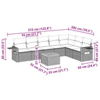 8-tlg. Garten-Sofagarnitur mit Kissen Schwarz Poly Rattan