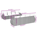9-tlg. Garten-Sofagarnitur mit Kissen Grau Poly Rattan