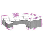10-tlg. Garten-Sofagarnitur mit Kissen Grau Poly Rattan