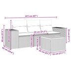 4-tlg. Garten-Sofagarnitur mit Kissen Schwarz Poly Rattan