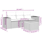 4-tlg. Garten-Sofagarnitur mit Kissen Grau Poly Rattan