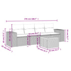 5-tlg. Garten-Sofagarnitur mit Kissen Beige Poly Rattan