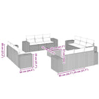 13-tlg. Garten-Sofagarnitur mit Kissen Schwarz Poly Rattan
