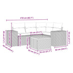 5-tlg. Garten-Sofagarnitur mit Kissen Schwarz Poly Rattan