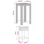 5-tlg. Gartenbar-Set mit Kissen Braun Poly Rattan