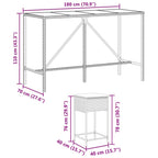 7-tlg. Gartenbar-Set mit Kissen Braun Poly Rattan
