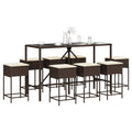 9-tlg. Gartenbar-Set mit Kissen Braun Poly Rattan