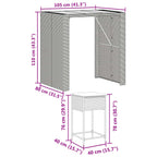 5-tlg. Gartenbar-Set mit Kissen Grau Poly Rattan