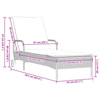 Sonnenliegen mit Auflagen 2 Stk. Hellgrau Poly Rattan