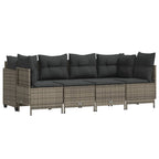 5-tlg. Garten-Sofagarnitur mit Kissen Grau Poly Rattan