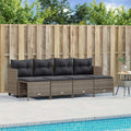 5-tlg. Garten-Sofagarnitur mit Kissen Grau Poly Rattan