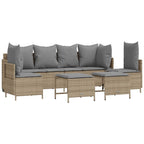 5-tlg. Garten-Sofagarnitur mit Kissen Beige Poly Rattan