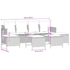 5-tlg. Garten-Sofagarnitur mit Kissen Grau Poly Rattan
