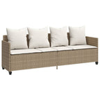 5-tlg. Garten-Sofagarnitur mit Kissen Beige Poly Rattan