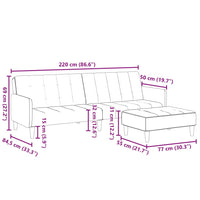 Schlafsofa 2-Sitzer mit Fußhocker Dunkelgrau Stoff