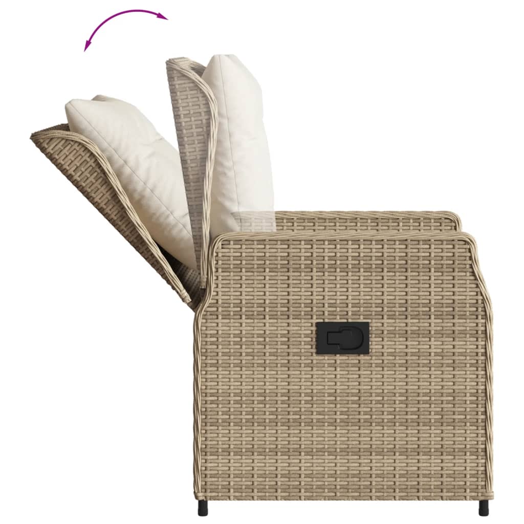 3-tlg. Bistro-Set mit Kissen Beige Poly Rattan