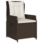 3-tlg. Garten-Essgruppe mit Kissen Braun Poly Rattan