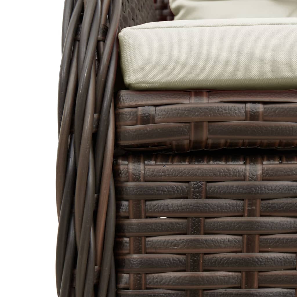 3-tlg. Garten-Essgruppe mit Kissen Braun Poly Rattan