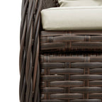 3-tlg. Garten-Essgruppe mit Kissen Braun Poly Rattan