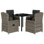 5-tlg. Garten-Essgruppe mit Kissen Grau Poly Rattan