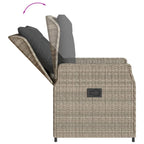3-tlg. Garten-Essgruppe mit Kissen Hellgrau Poly Rattan
