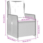 5-tlg. Garten-Essgruppe mit Kissen Hellgrau Poly Rattan