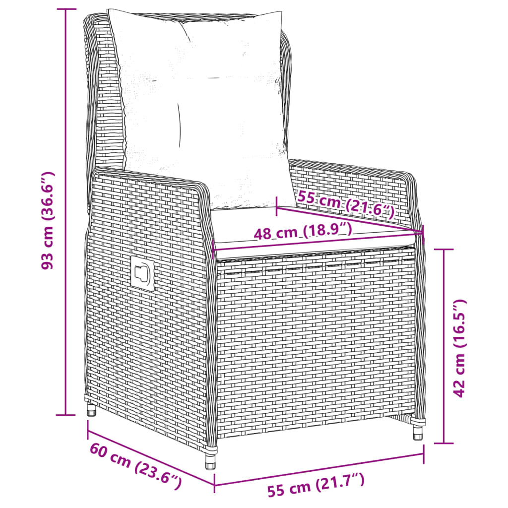 5-tlg. Garten-Essgruppe mit Kissen Hellgrau Poly Rattan