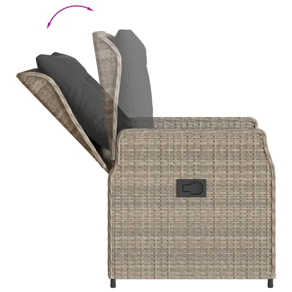 5-tlg. Garten-Essgruppe mit Kissen Hellgrau Poly Rattan