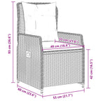 5-tlg. Garten-Essgruppe mit Kissen Hellgrau Poly Rattan
