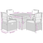 5-tlg. Garten-Essgruppe mit Kissen Schwarz Poly Rattan