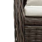3-tlg. Garten-Essgruppe mit Kissen Braun Poly Rattan